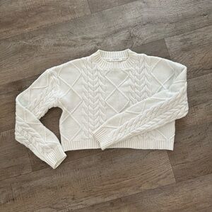 12th Tribe Cozy Cable Knit Cream Sweater